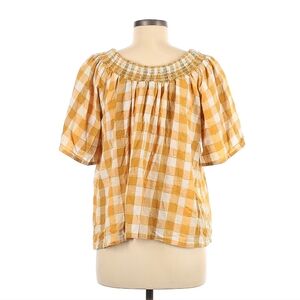 Ace & Jig Marisol Off Shoulder Top Medium Yellow Checker
